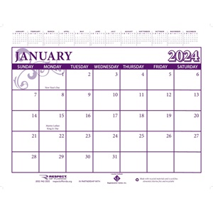 2024 - 17x22 inch Desk Calendar - Non Contract Item
